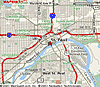 Map to the Radisson Riverfront Hotel, St. Paul